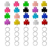HACRAHO Lot de 20 étiquettes d'identification pour animal de compagnie - Double face - En aluminium - Avec 20 porte-clés - Pour chiens et chats - En forme de trèfle à quatre feuilles