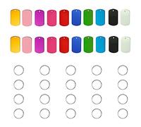 HACRAHO Lot de 20 étiquettes d'identification pour chien double face personnalisées en aluminium coloré avec 20 porte-clés pour chats, chiens, chiots, rectangulaires