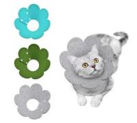 HACRAHO Lot de 3 colliers de convalescence réglables en forme de tournesol pour chats, chatons, chiots, bleu-vert, vert olive et gris