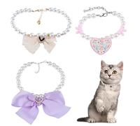 HACRAHO Lot de 3 colliers de perles réglables avec pendentif en forme de cœur pour chien et chiot