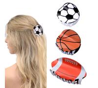 HACRAHO Lot de 3 pinces à cheveux de sport pour femme - En acrylique - Taille moyenne - Pour cheveux épais et fins - Ballon de baseball - 7 à 9 cm