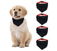 HACRAHO Lot de 4 bandanas vierges pour chien avec boucle à dégagement rapide réglable par sublimation avec collier rouge amovible pour petits chiens et chats, noir, taille L
