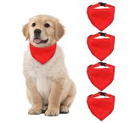 HACRAHO Lot de 4 bandanas vierges pour chien avec boucle à dégagement rapide réglable par sublimation avec collier rouge amovible pour chiens de petite et moyenne taille, rouge, taille L