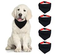 HACRAHO Lot de 4 bandanas vierges pour chien - Avec boucle à dégagement rapide - Réglables - Avec collier rouge amovible pour chiens et chats de petite et moyenne taille, noir, taille M
