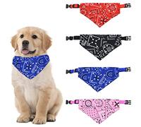 HACRAHO Lot de 4 colliers bandana pour animal domestique, avec collier réglable, fait à la main, avec boucle à dégagement rapide, lavables en forme de triangle pour petits chiens et chats, taille S