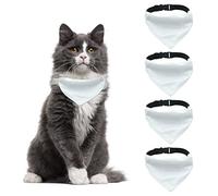 HACRAHO Lot de 4 colliers bandana pour chien, bandana triangle blanc avec boucle réglable par sublimation pour chiens et chats, taille S