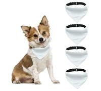 HACRAHO Lot de 4 colliers bandana pour chien, blanc uni, écharpes triangulaires avec boucle réglable pour chiens de taille moyenne et grande, taille L