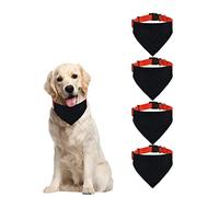 HACRAHO Lot de 4 colliers bandana vierges pour chien - Réglables - Noir - Avec boucle à dégagement rapide - Taille XL