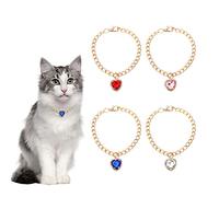 HACRAHO Lot de 4 colliers réglables pour chien avec pendentif en strass amovibles Doré