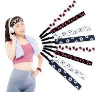 HACRAHO Lot de 8 bandeaux de sport élastiques réglables antidérapants pour basket-ball, football et rugby, cadeaux pour filles, femmes et hommes, accessoires de cheveux (noir et blanc)