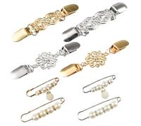 HACRAHO Lot de 8 pinces à taille et chemises rétro pour châle, cardigan, pull, vêtements et pantalons, 4 styles (doré et argent)