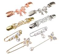 HACRAHO Lot de 8 pinces à taille et chemises rétro pour châle, cardigan, pull, vêtements et pantalons, 5 styles (doré et argent)