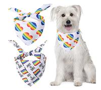 HACRAHO Pride Day Lot de 2 bandanas arc-en-ciel pour chien Love is Love Dog Triangles pour la journée de fierté