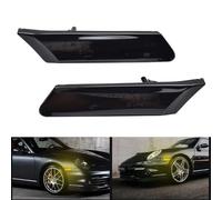 Hacreyatu LED Clignotant Dynamique Latéral Jaune Brillant Canbus 12V Feux de Fumée de Voiture Pour Porsche 911 997 Boxster Cayman 987 (Noirs)
