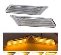 Hacreyatu LED Clignotant Dynamique Latéral Jaune Brillant Canbus 12V Feux de Fumée de Voiture Pour Porsche 911 997 Boxster Cayman 987 (Transparent)