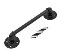 HACSYP Rampe d'escalier Noire, Rampe d'escalier carrée Industrielle galvanisée, Rampe d'escalier Murale intérieure et extérieure(80Cm)