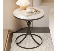 HACSYP Table Basse Ronde en marbre for Salon, Table d'appoint Circulaire for canapé, Table de Bureau, Table à thé for collations et Conversations avec Pieds en métal(Schwarz,50 cm/20 in)