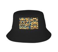 HACXZ Bob Double Couche - Chapeau de Soleil Pliable avec Protection UV Noir | Bob Double Couche imprimé à Rayures - Sergé de Coton Pliable pour l'extérieur (Unisexe)