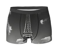 HACXZ Boxers pour Hommes imprimé Tour Eiffel et Nuages de Paris, en Polyester Doux et Respirant, Confortables