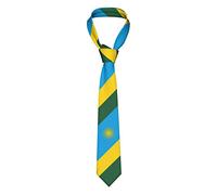 HACXZ Cravate rayée aux couleurs du drapeau du Rwanda - Cravate homme - Cravate de soirée ou d'affaires - Douce et résistante
