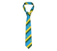 HACXZ Cravate rayée tendance aux couleurs du drapeau du Rwanda - Cravate homme - Idéale pour les fêtes et les occasions professionnelles - Douce et facile à travailler