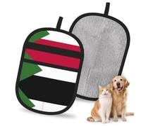 HACXZ Gant d'épilation pour Chats et Chiens imprimé du Drapeau du Soudan