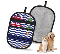 HACXZ Gant d'épilation pour Chats et Chiens, imprimé du Drapeau du Territoire Britannique de l'océan Indien