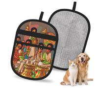 HACXZ Gant d'épilation pour Chiens et Chats, Motif Tribal Africain, 24 x 17 cm, réutilisable, pour canapé, lit, Tapis et sièges Auto.