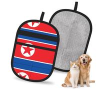 HACXZ Gants électrostatiques Anti-Poils d'animaux avec Drapeau Nord-coréen, Brosse Magique réutilisable pour Poils de Chien et de Chat | Brosse Anti-Poils pour canapé, Tapis, siège Auto et vêtements