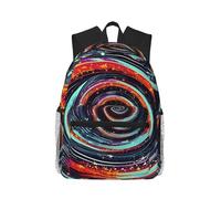 HACXZ Sac à dos en toile imprimé papillons colorés et feuilles vertes, motif spirale spatiale - Sac à dos léger idéal pour l'université, les voyages et les activités de plein air