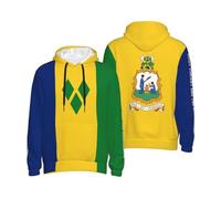 HACXZ Sweat à Capuche Patriotique pour Homme aux Couleurs du Drapeau de Saint-Vincent-et-Les-Grenadines, avec Cordon de Serrage et Capuche.