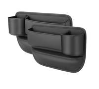 HADAVAKA Car Gap Filler Organizer, Adjustable Car Seat Storage Box, with Cup Holder & Data Cable Hole, Organizer For Cards Keys, For Between Seats Accessories Box (Main+Copilot,Black)