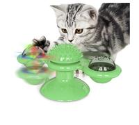 HADAVAKA Cat Turning Windmill Toys Turntable, Funny Kitten Toy with LED Light Ball, 3 in 1 for Chew Exercise, Multifunctional Funny Cat Spinner, Wall Mounted Exercise with Suction Cup (Green)