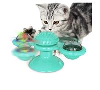 HADAVAKA Cat Turning Windmill Toys Turntable, Funny Kitten Toy with LED Light Ball, 3 in 1 for Chew Exercise, Multifunctional Funny Cat Spinner, Wall Mounted Exercise with Suction Cup (Blue)