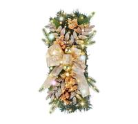 HADAVAKA Décorations De Noël pour La Rampe D'escalier, Guirlande De Noël avec Lumières (sans Pile), Ornements pour Fenêtres Murales, pour La Décoration De L'escalier De La Maison (Gold)