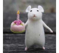 HADAVAKA Halloween Mouse With A Pumpkin, Handmade Felt Mouse Halloween Decorations Mouse, Halloween Broom Pumpkin Gifts, Handmade Gift, Diy Needle Felting Kit Cute Christmas Mouse Birthday Mouse (C)
