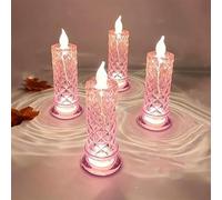 HADAVAKA Led Candle Lights, LED Candles with Rose Shadow, Enhances Ambiance On Desks, Bedside Tables and Dining Areas, Creative Gift Lamp, For Valentines Proposal Anniversary Wedding (Pink)