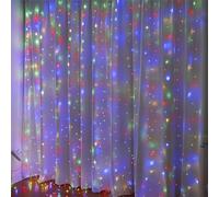 HADAVAKA Luminaires pour Rideaux D'intérieur Et D'extérieur, Guirlandes Lumineuses LED en Cascade avec Crochets, 8 Modes De Lumière Féerique Télécommandée, Lampes De Fenêtre USB (Multicolor,3 * 2M)