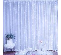 HADAVAKA Luminaires pour Rideaux D'intérieur Et D'extérieur, Guirlandes Lumineuses LED en Cascade avec Crochets, 8 Modes De Lumière Féerique Télécommandée, Lampes De Fenêtre USB (Cool White,3 * 1M)