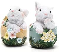 HADAVAKA New Easter Decorations Easter Eggs Bunny,Bunny Resin Statue Decoration Collectible, Spring Home Decor Bunny Egg Gift (Easter) (A)