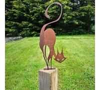 HADAVAKA Retro Rusty Metal Cat Fence Topper Decor, Metal Garden Yard Art Summer Farmhouse Home Decor Outdoor Ornaments Décor Courtyard Lawn Gift Ideal for Yard, Patio (Cat)