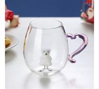 HADAVAKA Snowman Christmas Glass Cup, Transparent Festive Water Mug, For Hot And Cold Drinks Unique Holiday Design, Christmas Decoration, for Family and Party multiple Designs Available (Bear-White)