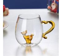 HADAVAKA Snowman Christmas Glass Cup, Transparent Festive Water Mug, For Hot And Cold Drinks Unique Holiday Design, Christmas Decoration, for Family and Party multiple Designs Available (Deer)