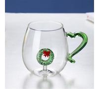 HADAVAKA Snowman Christmas Glass Cup, Transparent Festive Water Mug, For Hot And Cold Drinks Unique Holiday Design, Christmas Decoration, for Family and Party multiple Designs Available (Garland)