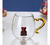 HADAVAKA Snowman Christmas Glass Cup, Transparent Festive Water Mug, For Hot And Cold Drinks Unique Holiday Design, Christmas Decoration, for Family and Party multiple Designs Available (Bear-Brown)