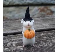 HADAVAKA Souris Halloween Et Citrouille, Souris Feutrée À La Main, Souris Décorée Pour Halloween, Cadeau Fait Main, Kit De Feutrage À L'aiguille, Mignonne Souris De Noël Souris D'anniversaire (A)
