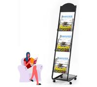 HADECOLL Présentoir de Sol pour Magazines, Porte-revues Mobile, présentoir Multifonctionnel pour brochures et Documents, Noir