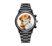 hadefa Montre photo personnalisée, montre en acier inoxydable, cadeau pour père, mari, petit ami, fils, Noir , Décontracté