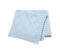 Hadetoto Couverture douce tricotée 100 % coton pour bébé - Bleu