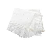Hadetoto Couverture en tricot de coton doux et dentelle au crochet pour nouveau-né, filles et garçons, 82 x 102 cm (blanc)